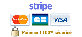 Paiement sécurisé avec MasterCard, Visa, Stripe.